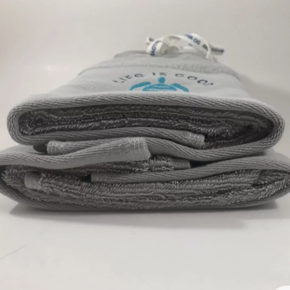 NWT Life Is Good Sea Turtle 2 Embroidery Take It Easy Bathroom Hand Towel Cotton
